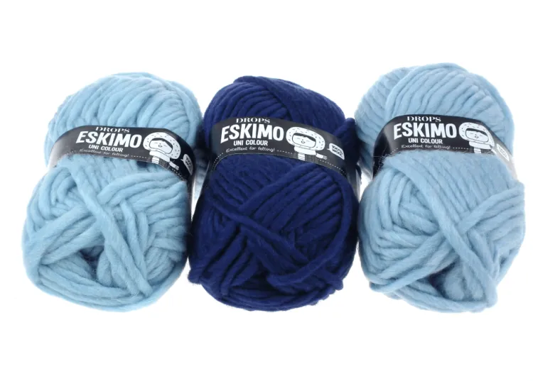 Włóczka, Eskimo, kolor 31 niebieski pastelowy i ciemnoniebieski, Wełna