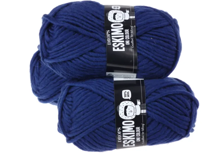 Włóczka Wełniana DROPS Eskimo, kolor 15 ciemnoniebieski, Wełna