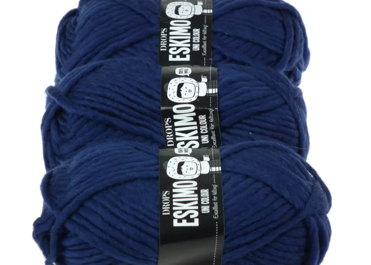 Włóczka DROPS Eskimo, kolor 15 ciemnoniebieski, Wełna