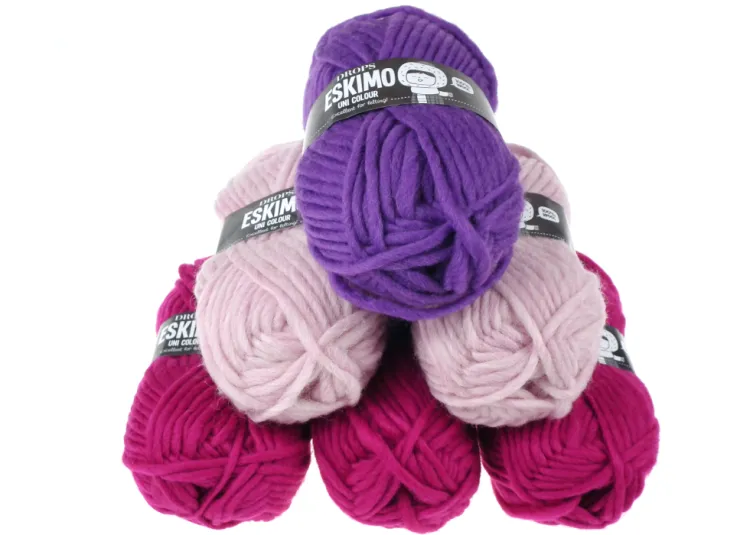 Gruba Włóczka, Eskimo, kolor 04 orchidea, pastelowy różowy i różowy, Wełna