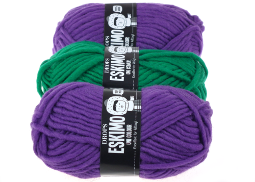 DROPS Eskimo, kolor 25 zielony i orchidea, Wełna