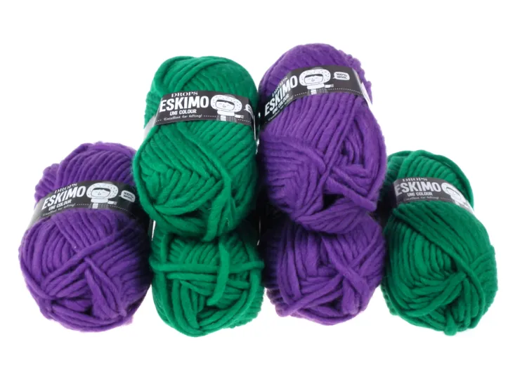 DROPS Eskimo, kolor 25 zielony i orchidea, Wełna
