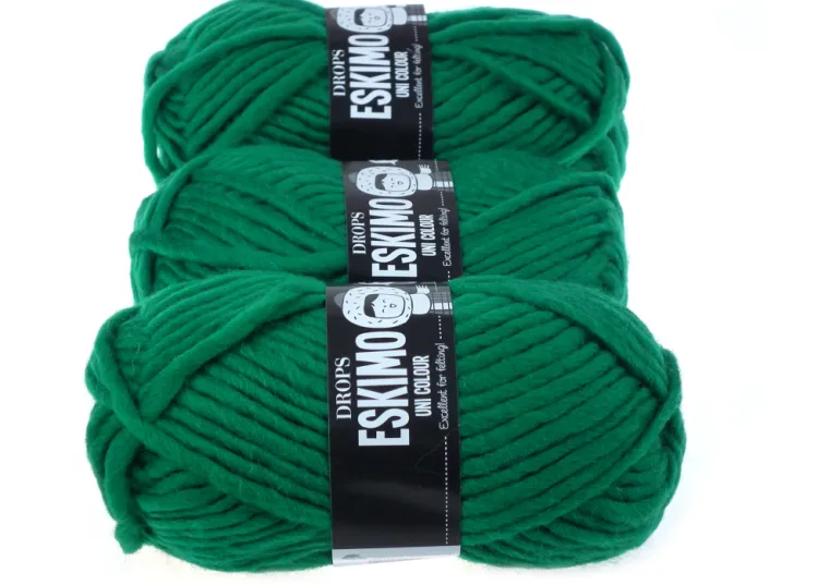 DROPS Eskimo, kolor 25 zielony, Wełna
