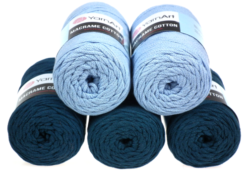 sznurek bawełniany, Macrame Cotton, kolor 760 błękitny i morski