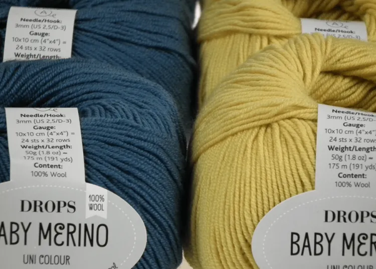 Włóczka, DROPS Baby Merino, kolor 45 cytrynowy i petrol