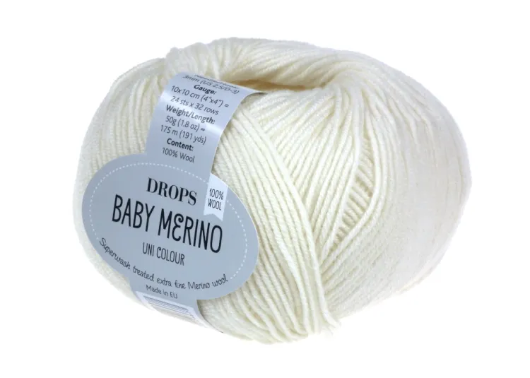Włóczka Baby Merino, kolor 02 ecru