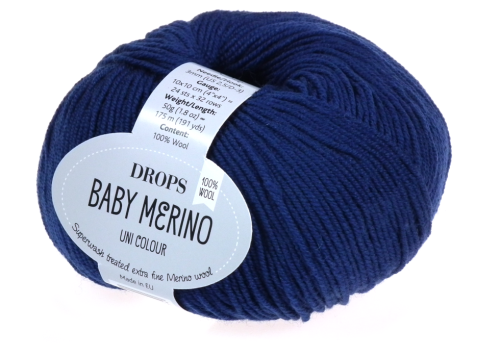 Welna Merino - DROPS Baby Merino - kolor 30 ciemny niebieski