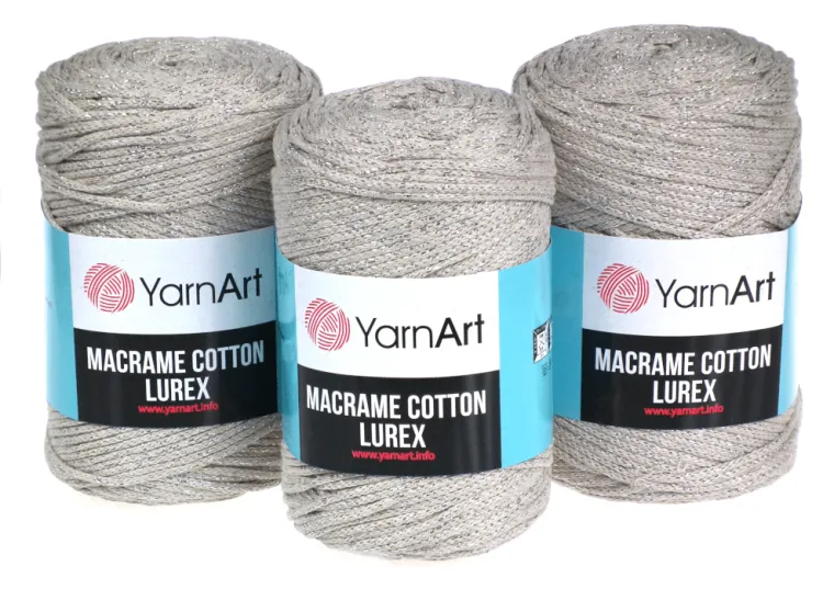 Yarn Art, Macrame Cotton Lurex, kolor 725 jasny beżowy