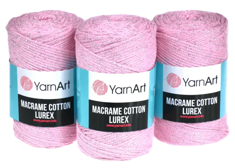 Yarn Art, Macrame Cotton Lurex, kolor 732 jasny różówy