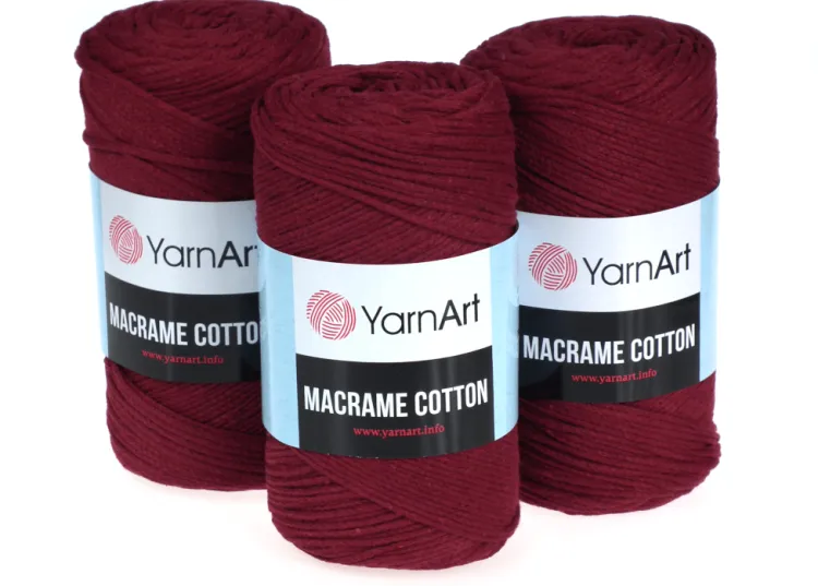 Sznurek do makramy, 3mm Yarn Art, Macrame Cotton, kolor 781 bordowy