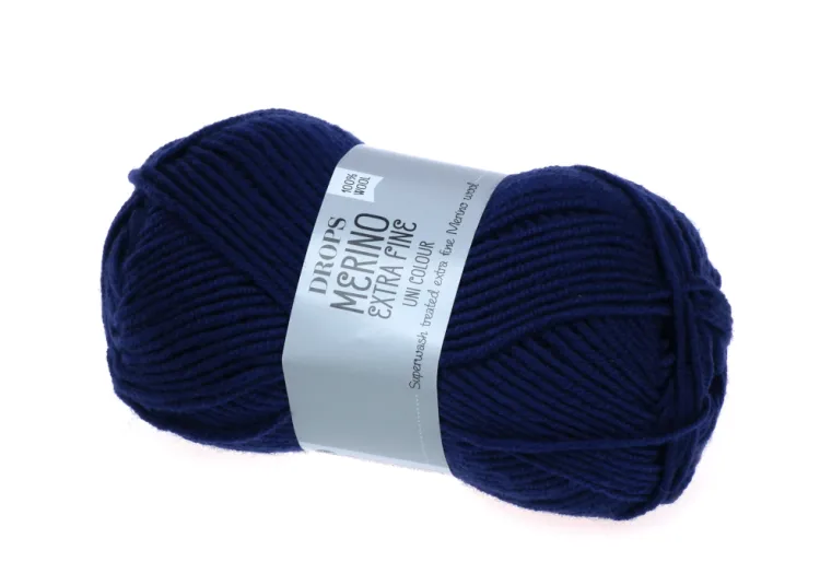 Włóczka, DROPS Merino Extra Fine, kolor 20 ciemnoniebieski