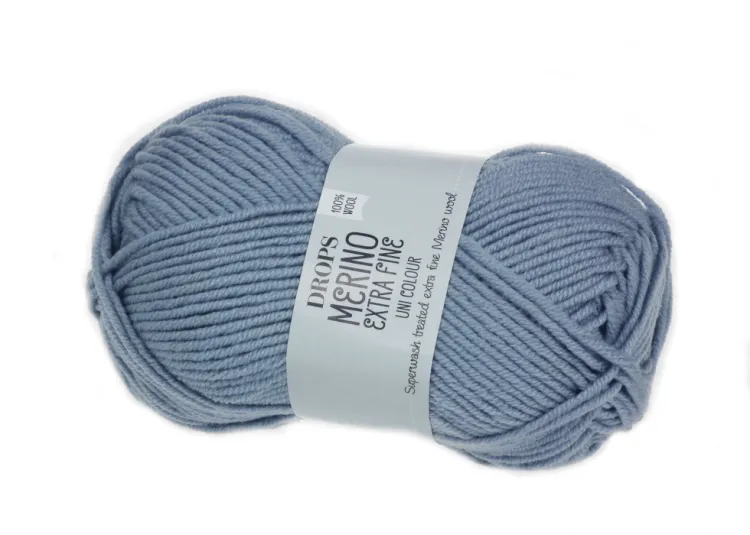 Włóczka Wełniana, DROPS Merino Extra Fine, kolor 38 niebieska mgiełka