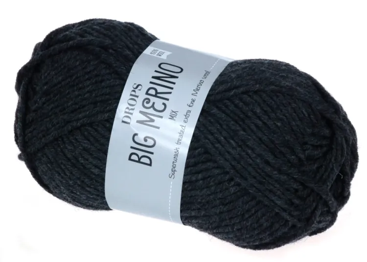 Wełna merino, DROPS Big Merino, kolor 03 antracyt