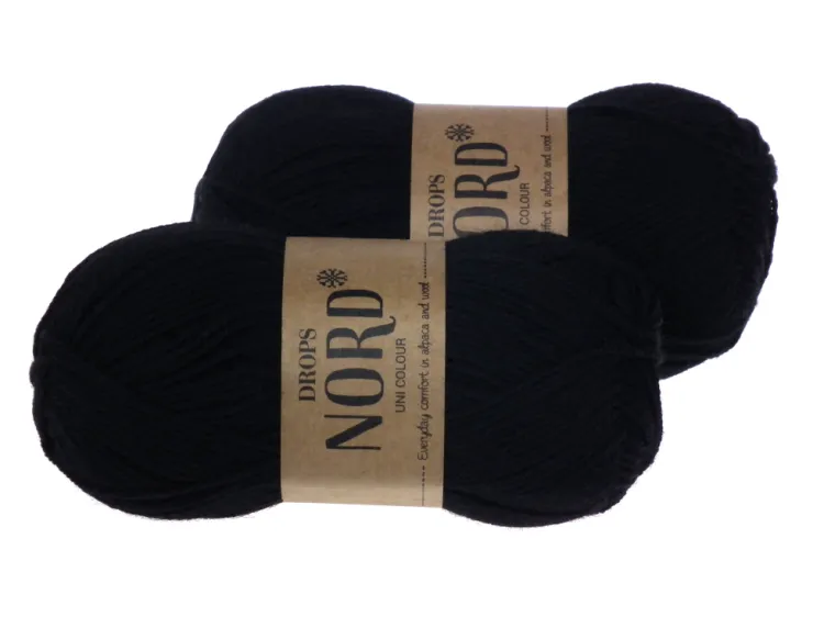 Włóczka DROPS Nord, kolor 02 czarny
