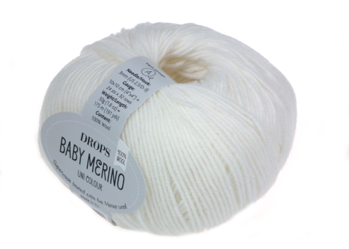 Wloczka - DROPS Baby Merino - kolor 01 biały