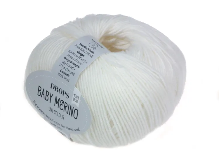 Wloczka - DROPS Baby Merino - kolor 01 biały