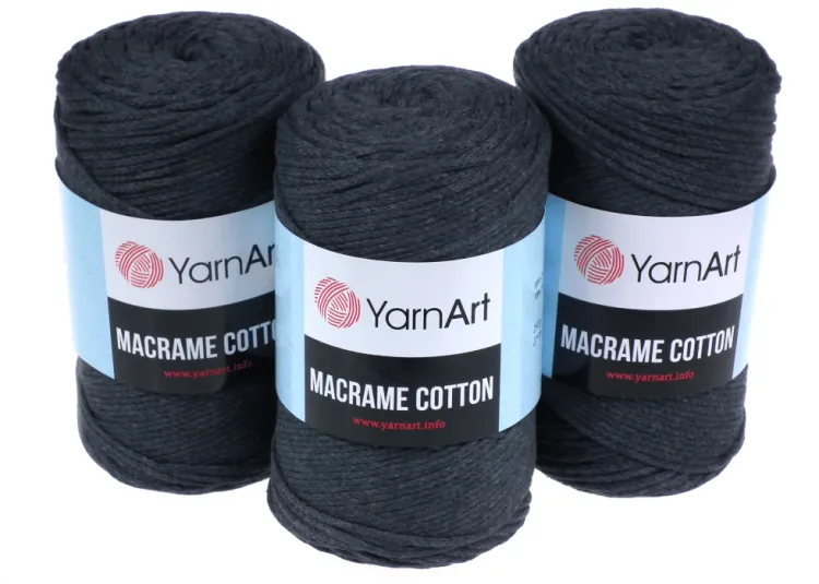 Sznurek do makramy, 3mm Yarn Art, Macrame Cotton, kolor 758 antracyt