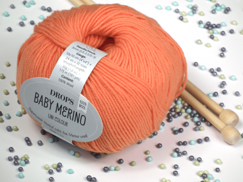 Wełna Merino, DROPS Baby Merino, kolor 36 pomarańczowy