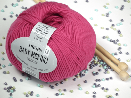 Wełna Merino, DROPS Baby Merino, kolor 08 fuksja