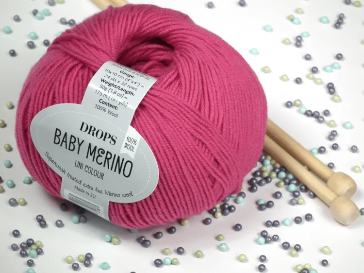 Wełna Merino, DROPS Baby Merino, kolor 08 fuksja