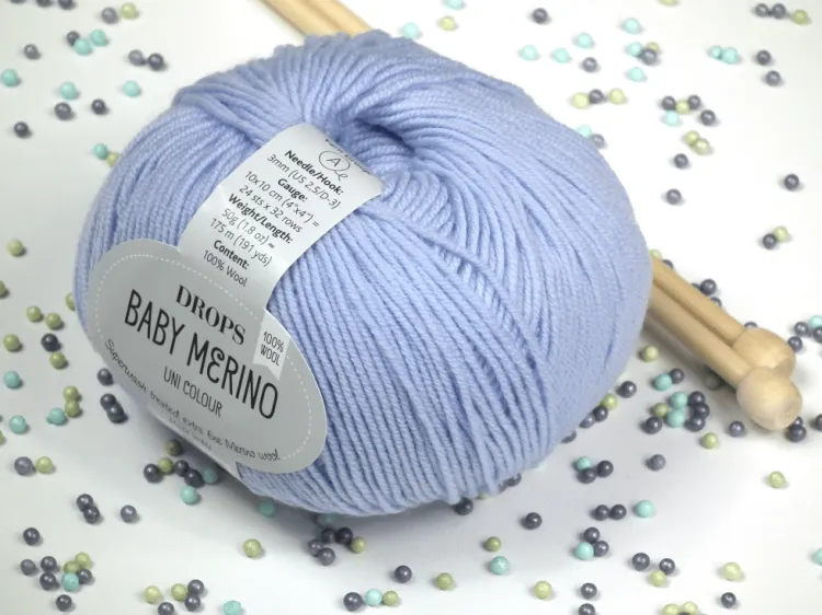 Wełna Merino, DROPS Baby Merino, kolor 24 jasnobłękitny