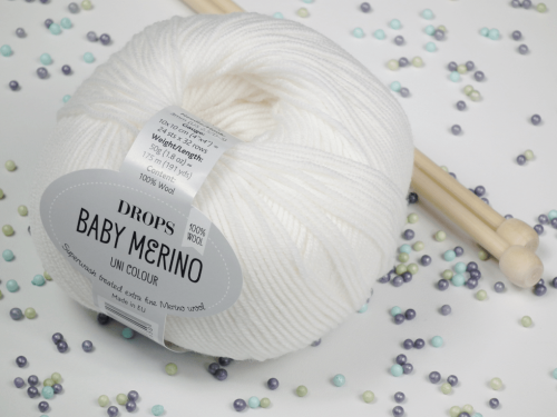 Wloczka - DROPS Baby Merino - kolor 01 biały