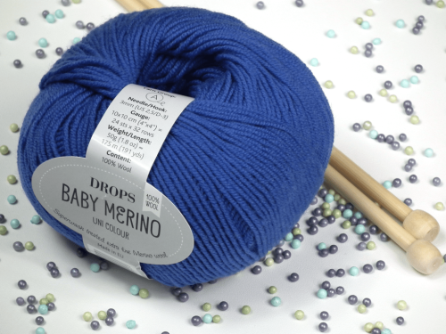 Wełna Merino, DROPS Baby Merino, kolor 33 jaskrawoniebieski