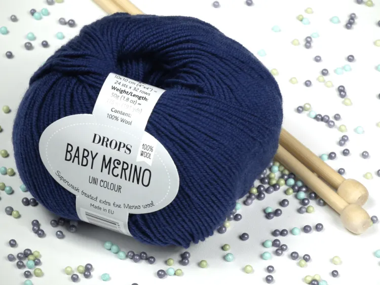 Welna Merino - DROPS Baby Merino - kolor 30 ciemny niebieski