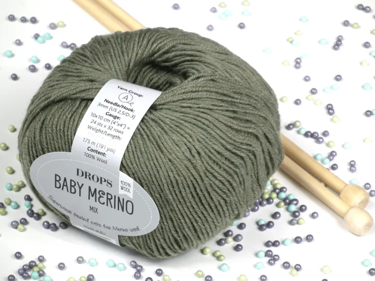 Welna Merino - DROPS Baby Merino - kolor 38 oliwka