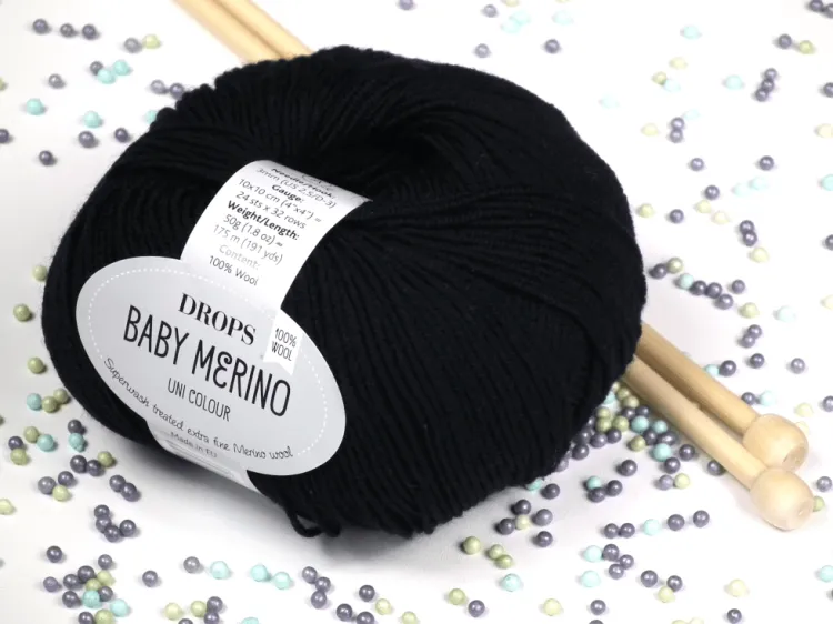 Wełna Merino, DROPS Baby Merino, kolor 21 czarny