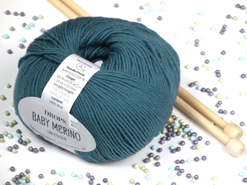 Wełna Merino, DROPS Baby Merino, kolor 47 morze północne