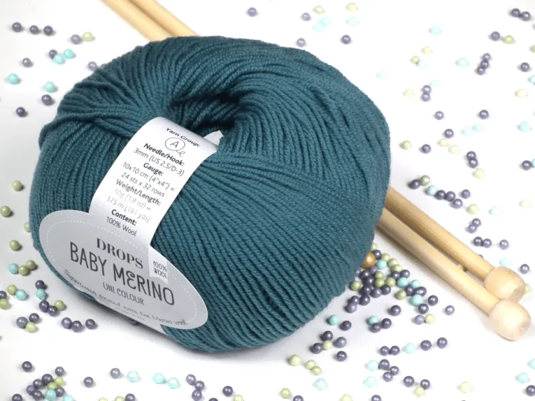 Wełna Merino, DROPS Baby Merino, kolor 47 morze północne