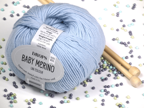 Wełna Merino, DROPS Baby Merino, kolor 11 błękitny stalowy