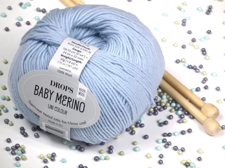 Wełna Merino, DROPS Baby Merino, kolor 11 błękitny stalowy