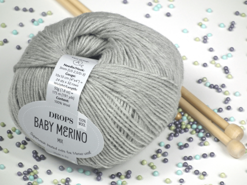 welna merino - DROPS Baby Merino - kolor 22 jasny szary