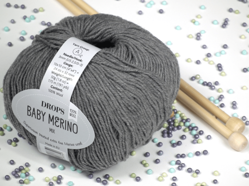 welna merino - DROPS Baby Merino - kolor 19 szary