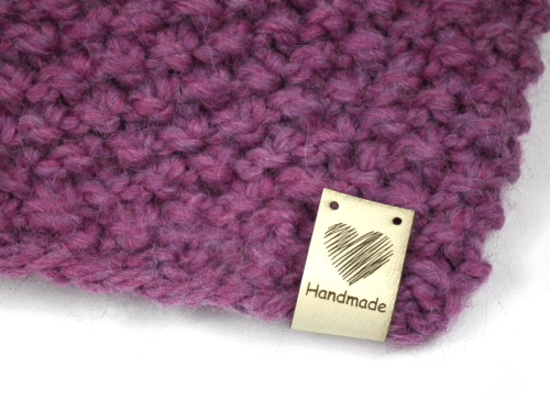 Naszywka Handmade, ekoskóra, 07 ecru, 2x6cm