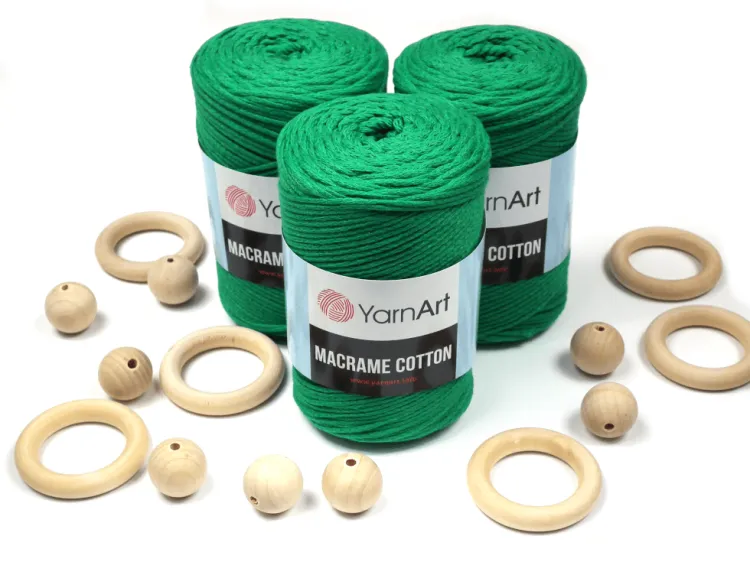 Sznurek 3mm Yarn Art, Macrame Cotton, 759 zielony, 225 m