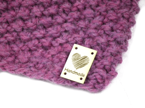 Naszywka Handmade, ekoskóra, 09 ecru, 2x3cm