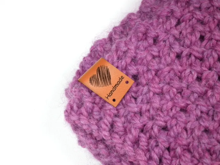 Naszywka Handmade, ekoskóra, 10 brązowy, 2x6cm
