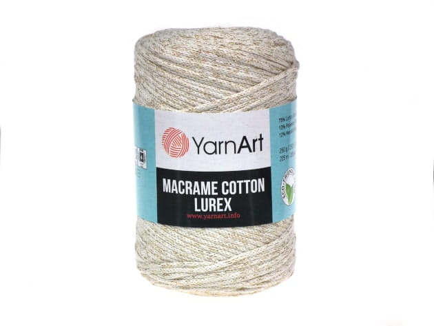 Yarn Art, Macrame Cotton Lurex 2mm, 724 ecru
