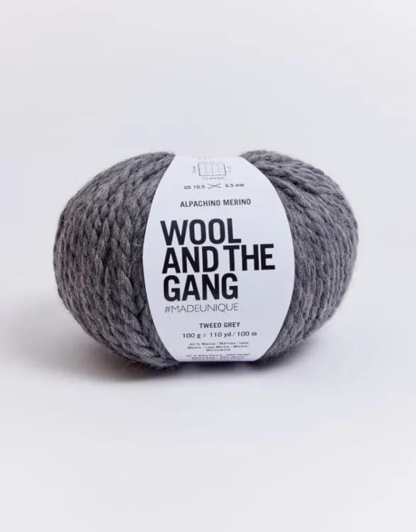 włóczka, Alpachino Merino, Wool and the Gang, kolor tweed grey