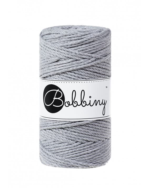 sznurek do makramy, 3ply, Bobbiny, kolor srebrny