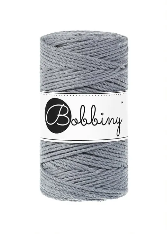 sznurek do makramy, 3ply, Bobbiny, kolor stalowy