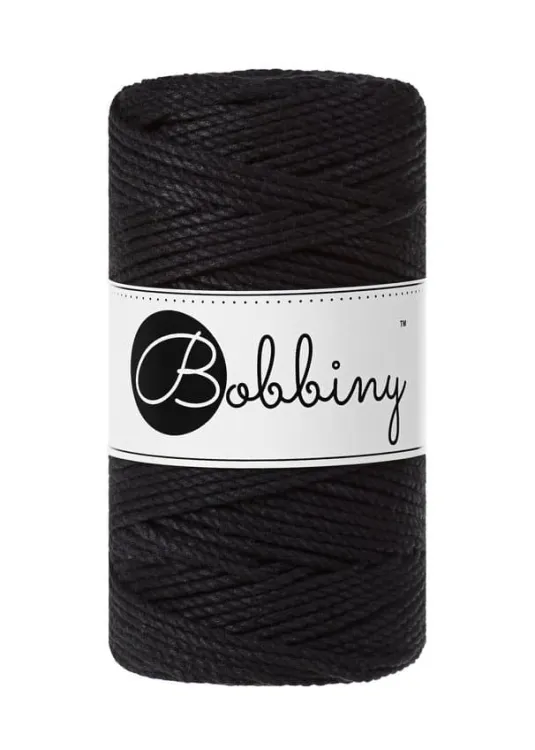 sznurek do makramy, 3ply, Bobbiny, kolor czarny