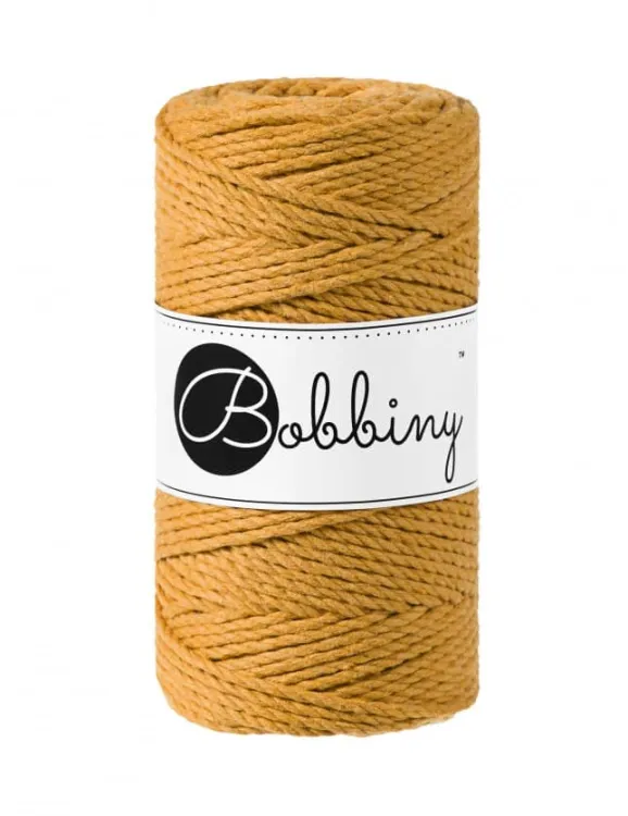 sznurek do makramy, 3ply, Bobbiny, kolor musztardowy