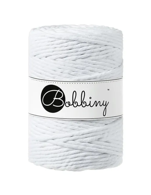 Sznurek do makramy, skręcany, Bobbiny, white, biały