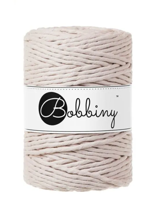Sznurek do makramy, skręcany, Bobbiny, nude, cielisty