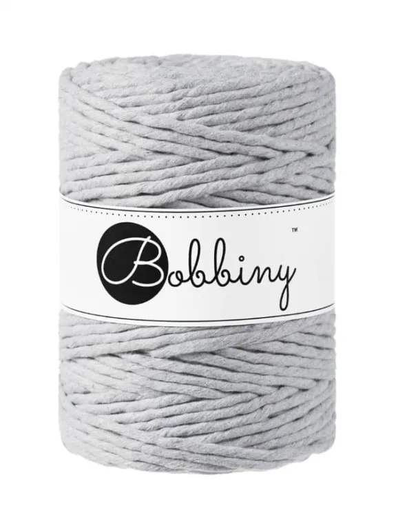 Sznurek do makramy, skręcany, Bobbiny, light grey, jasny szary