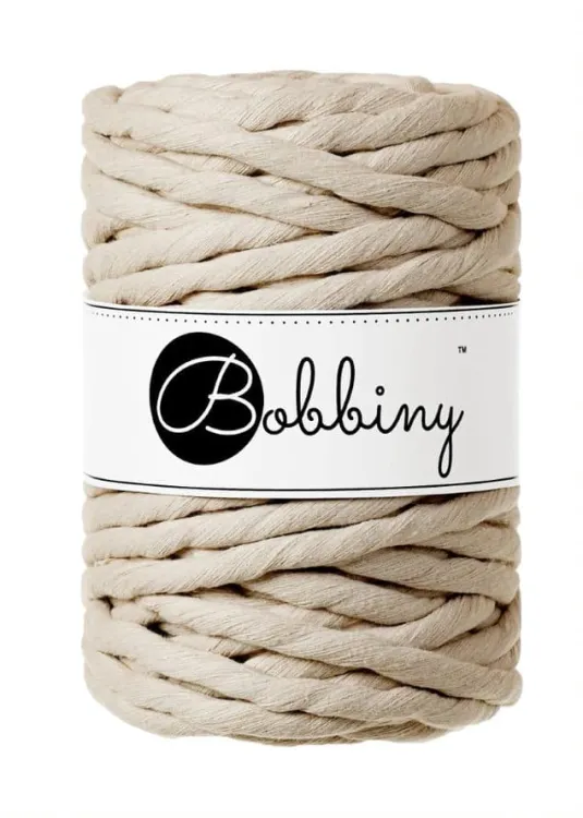 Sznurek skręcany, Bobbiny, 9mm, Beige